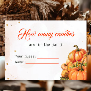 Autumn Pumpkin How Many Candies Baby Shower Game Enclosure Card