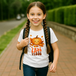 Autumn pumpkin illustration & Fall Vibes script T-Shirt