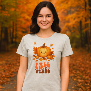 Autumn pumpkin illustration & Fall Vibes script Tri-Blend Shirt