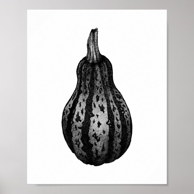 Autumn Pumpkin Ink Stipple Drawing Poster (Front)
