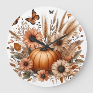Autumn Pumpkin Large Clock