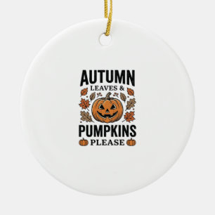 Autumn Pumpkin Leaves Pumpkins Please Vintage_1 Ceramic Tree Decoration