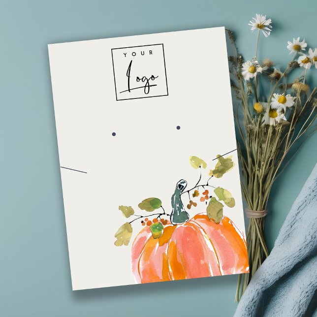 Autumn Pumpkin Logo Earring Necklace Display Business Card (Creator Uploaded)