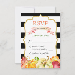 Autumn Pumpkin Maple Leaves Fall Wedding RSVP Card