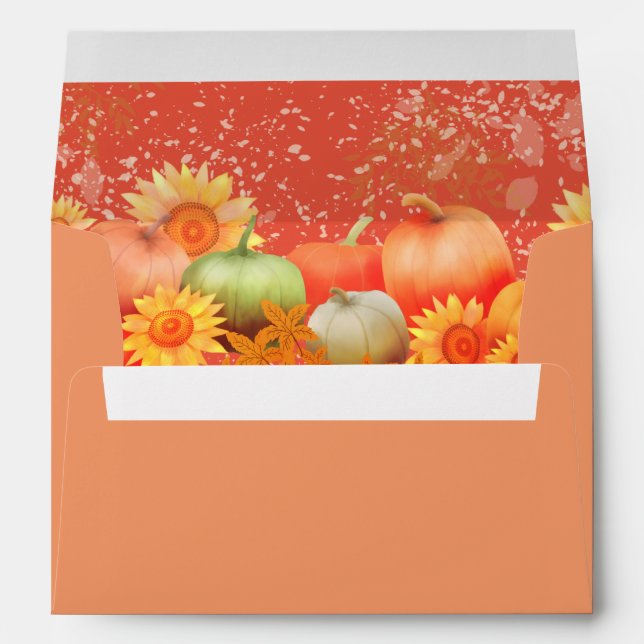 Autumn Pumpkin Orange Gingham Envelope (Back (Bottom))