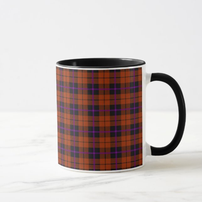 Autumn pumpkin orange plaid with purple stripe mug (Right)