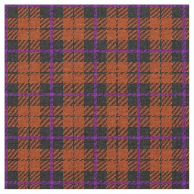 Autumn pumpkin orange purple/black plaid print2 fabric (Close Up)