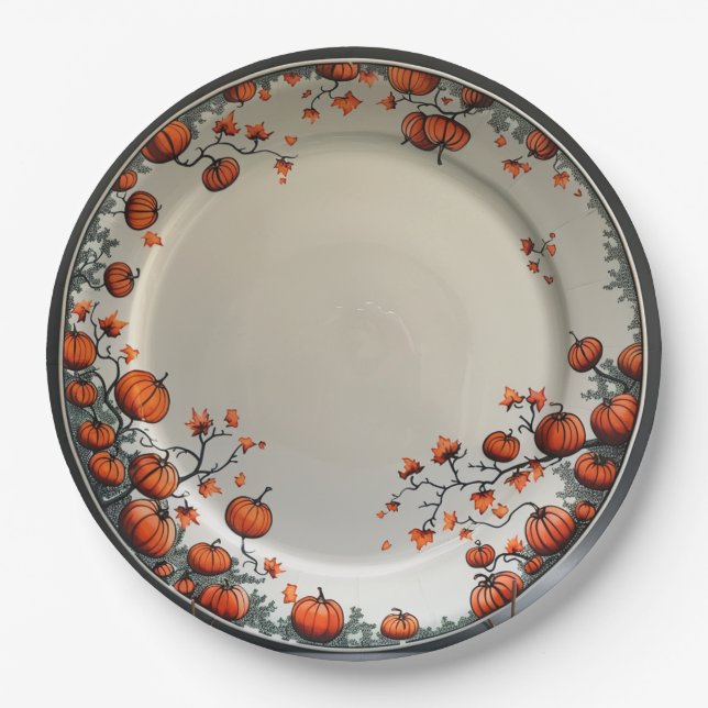Autumn Pumpkin Paper Plate (Front)