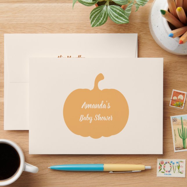 Autumn Pumpkin Pastel Baby Shower Envelope (Desk)