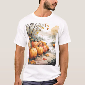 Autumn Pumpkin Patch – A Serene Fall Scene T-Shirt