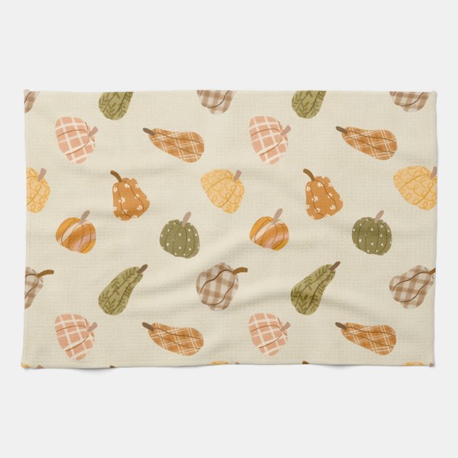 Autumn Pumpkin Patch – Rustic Fall Co Tea Towel (Horizontal)