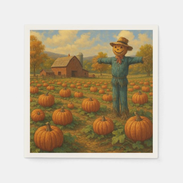 autumn pumpkin patch & scarewcrow napkin (Front)
