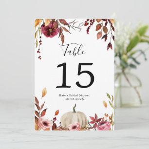 Autumn Pumpkin Personalised Table Number