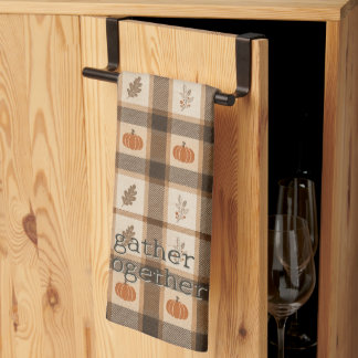 Autumn Pumpkin Plaid Tea Towel