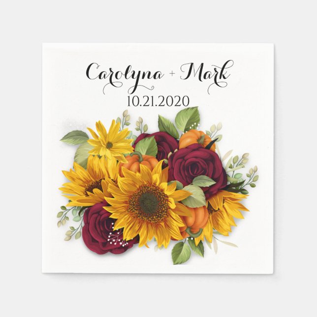 Autumn Pumpkin Rustic Wedding Napkins (Front)