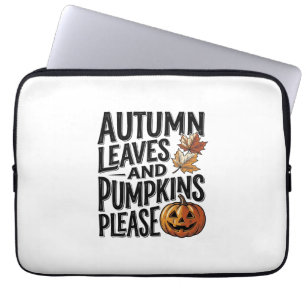 Autumn Pumpkin Shirt With Leaves And Halloween Vib Laptop Sleeve