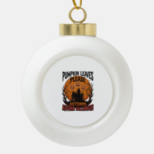 Autumn Pumpkin Shirt With Vintage Spooky Fall Leav Ceramic Ball Christmas Ornament
