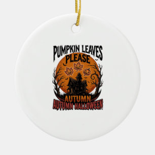Autumn Pumpkin Shirt With Vintage Spooky Fall Leav Ceramic Tree Decoration