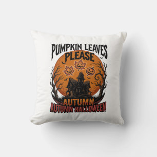 Autumn Pumpkin Shirt With Vintage Spooky Fall Leav Cushion