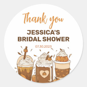 Autumn Pumpkin Spice Coffee Fall Bridal Shower Classic Round Sticker