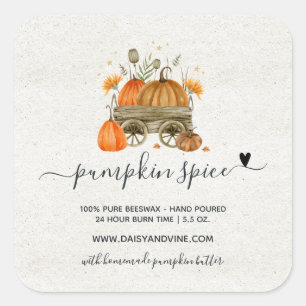 Autumn Pumpkin Spice   Handmade Homemade Candle Square Sticker