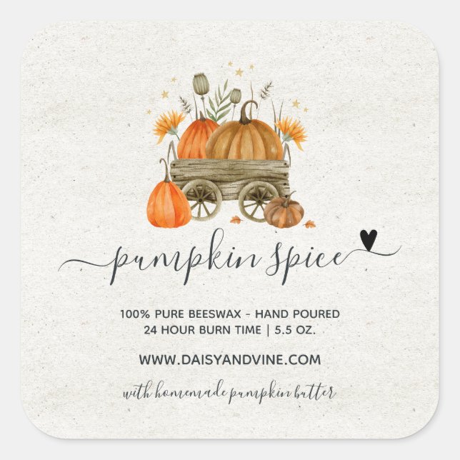 Autumn Pumpkin Spice | Handmade Homemade Candle Square Sticker (Front)