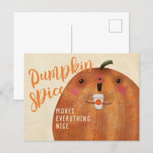 Autumn Pumpkin Spice Latte Halloween Fall Postcard