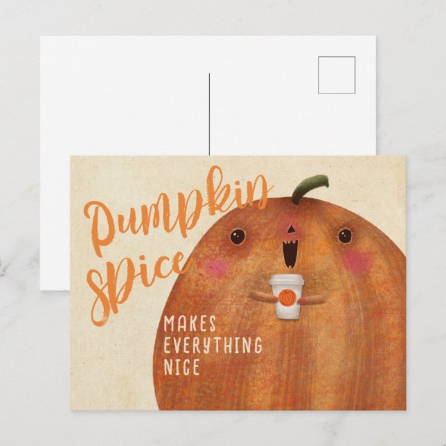 Autumn Pumpkin Spice Latte Halloween Fall Postcard (Front/Back)