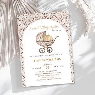Autumn pumpkin stroller neutral baby shower invitation