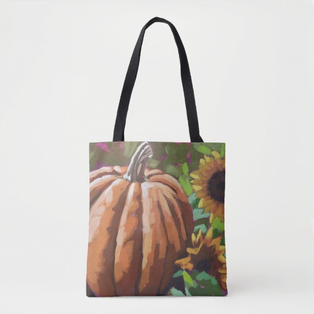 Autumn, pumpkin sturdy canvas tote bag.  bag (Front)