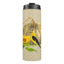 Autumn Pumpkin Sunflower and Finch 
