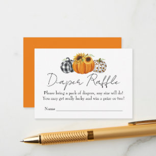 Autumn Pumpkin Sunflower Baby Shower Diaper Raffle Enclosure Card