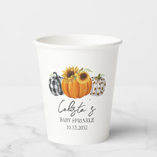 Autumn Pumpkin & Sunflower Baby Sprinkle Paper Cups