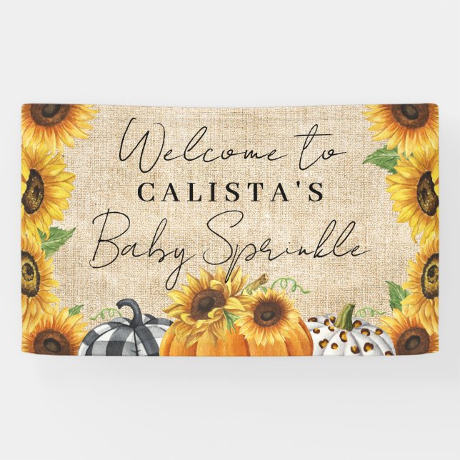 Autumn Pumpkin Sunflower Baby Sprinkle Welcome Banner (Horizontal)