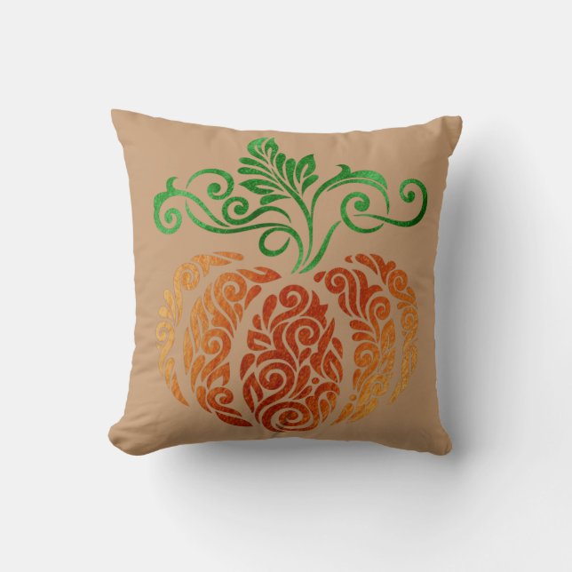 Autumn Pumpkin Swirl Cushion (Front)