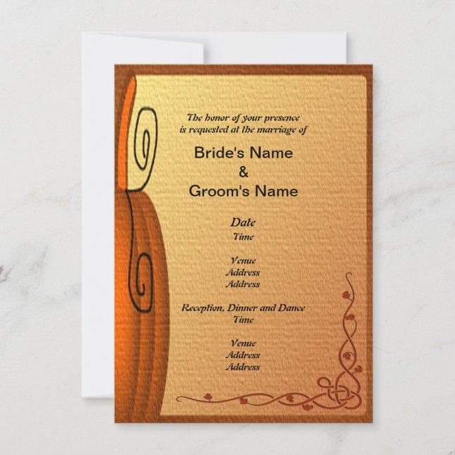 Autumn Pumpkin Textured Wedding Invitation (Front)