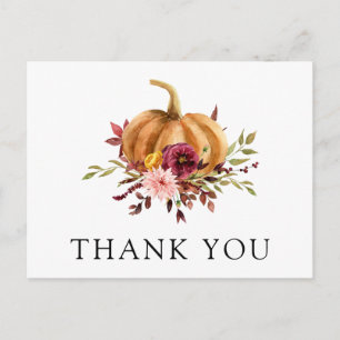 Autumn Pumpkin Thank You Postcard