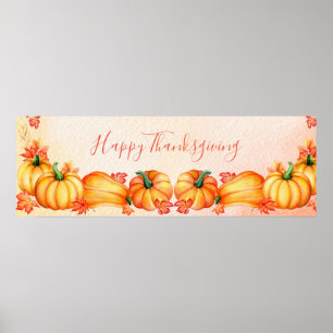 Autumn Pumpkin Thanksgiving Banner Poster