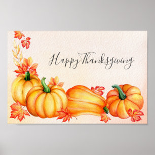Autumn Pumpkin Thanksgiving Poster
