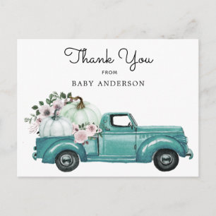 Autumn Pumpkin Truck Drive By Baby Shower Postcard