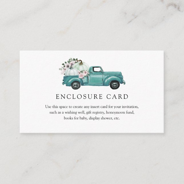 Autumn Pumpkin Truck Enclosure Card (Front)