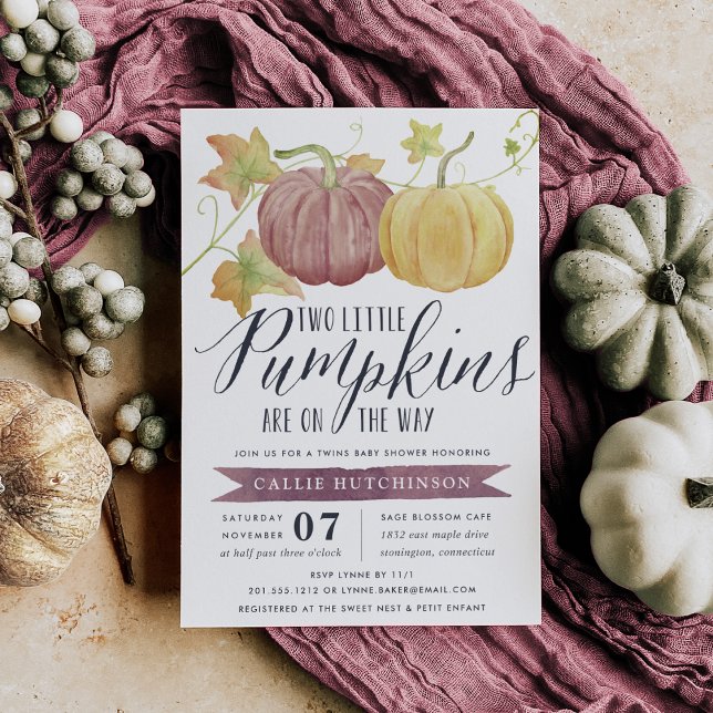 Autumn Pumpkin | Twins Baby Shower Invitation (Creator Uploaded)