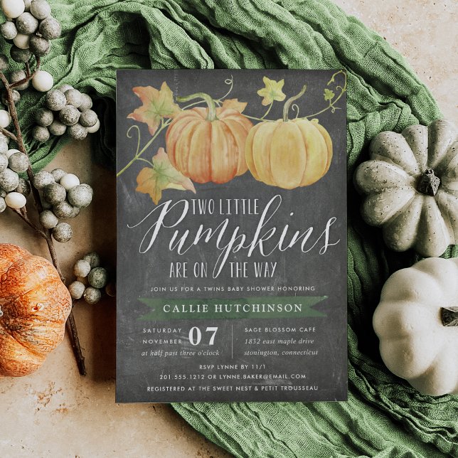Autumn Pumpkin | Twins Baby Shower Invitation (Creator Uploaded)