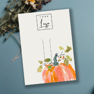 Autumn Pumpkin Watercolor Logo Hairpin Display Business Card