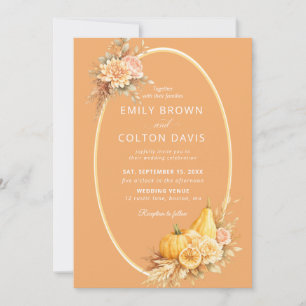 Autumn Pumpkin Wedding Invitation Gold Elega