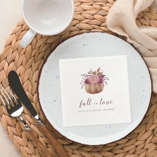 Autumn Pumpkin & Wildflowers Fall Bridal Shower Napkin (Creator Uploaded)