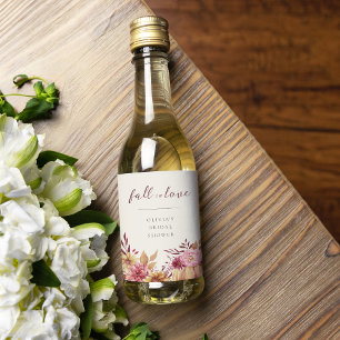 Autumn Pumpkin & Wildflowers "Fall in Love" Wine Label