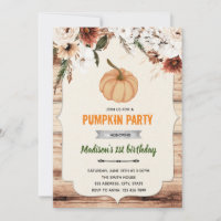 Autumn pumpkin woodland shower invitation