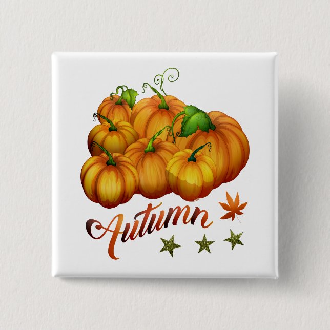 Autumn pumpkins      15 cm square badge (Front)