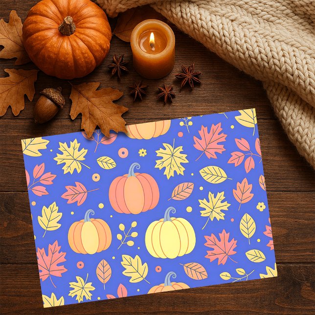Autumn Pumpkins and Colourful Leaves Pattern Tissue Paper (Creator Uploaded)